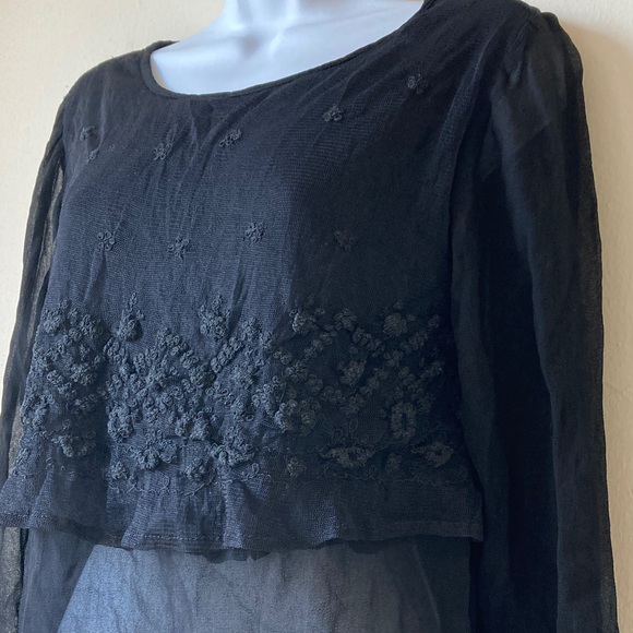 Funhouse NYC Black Lace Layered Sheer Blouse One Size - Picture 16 of 16